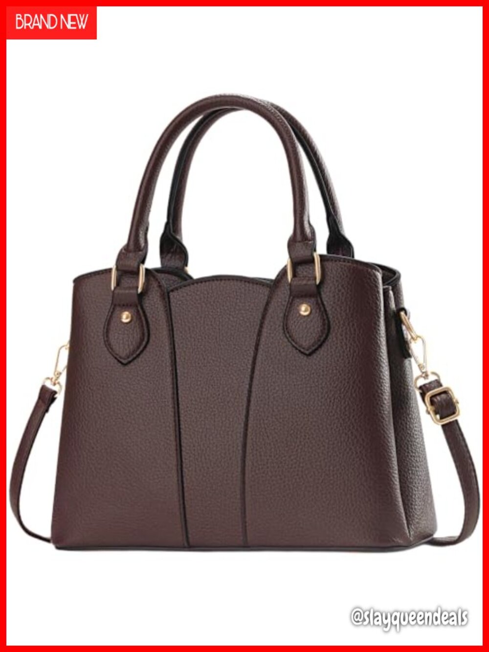 Women's Vegan Leather Crossbody Tote Satchel Handbag with Zipper Top